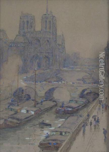 Notre Dame,paris Oil Painting - Terrick John Williams