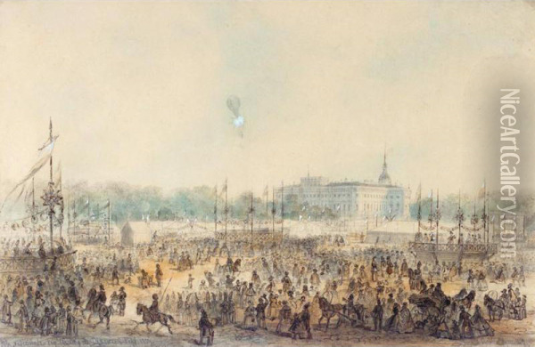 Celebrations On The Marsovoye Pol'ye, St. Petersburg, 8th September 1859 Oil Painting - Iosif Iosifovic Charlemagne