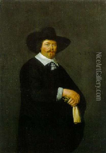 Portrait Of A Gentleman, In Dark Costume Oil Painting - Gerard ter Borch the Younger