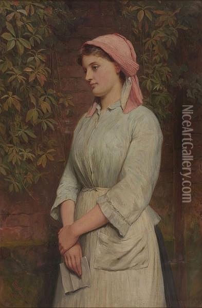 The Love Letter, With Monogram And Dated 1890 Oil Painting - Charles Sillem Lidderdale