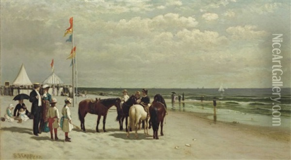 Pony Ride, Coney Island Oil Painting - Samuel S. Carr