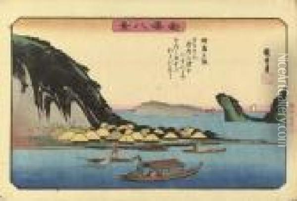 Nojima Yusho (twilight, Nojima) Oil Painting - Utagawa or Ando Hiroshige
