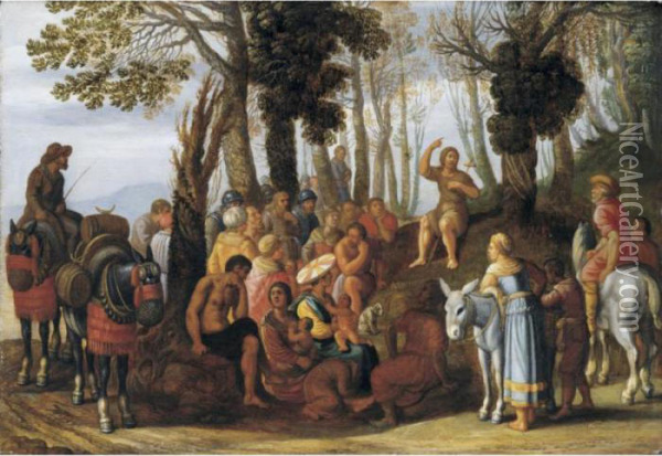 Saint John The Baptist Preaching In The Wilderness Oil Painting - Claes Cornelisz Moeyaert