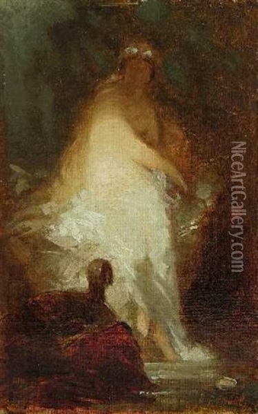 Weiblicher Halbakt (study) Oil Painting - Johann Friedrich Engel
