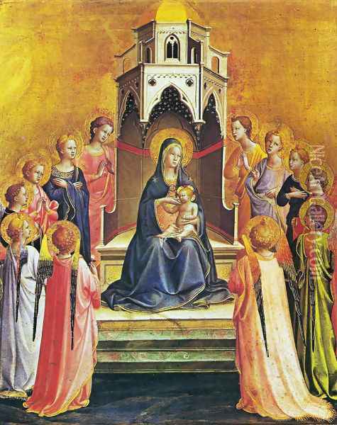 Virgin with the child and twelve angels Oil Painting - Angelico Fra