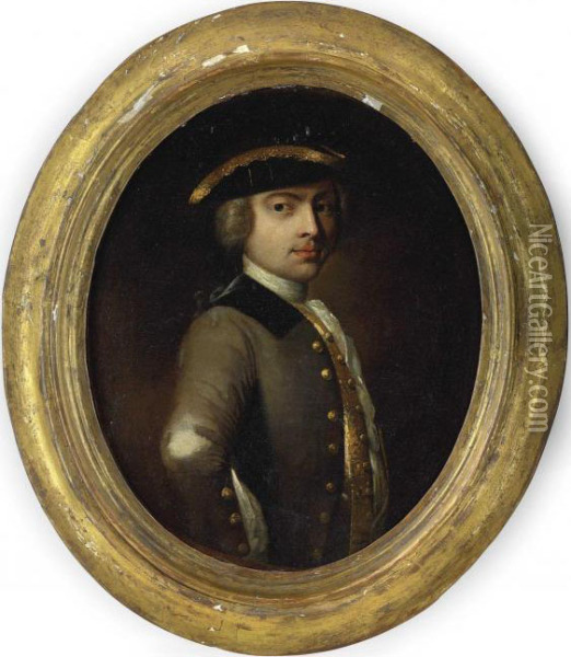 Portrait Of A Gentleman, Half-length, In A Tricorne Oil Painting - Thomas Gainsborough