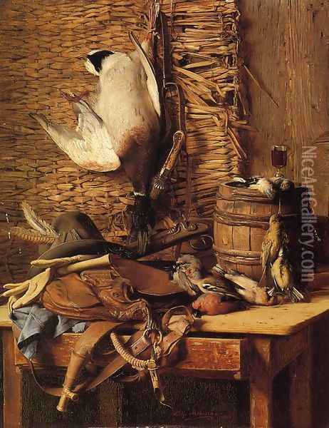 Still Life, A Hunter's Bounty Oil Painting - Fritzi Mikesch