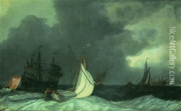 Marine Aux Vaisseaux Hollandais Oil Painting - Ludolf Backhuysen the Elder