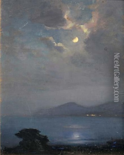 Clair De Lune Sur Cannes, Esterel Oil Painting - Georges Ricard-Cordingley