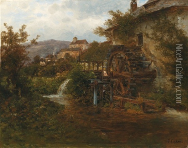 Landschaft Mit Muhle Oil Painting - Karl Eduard Onken