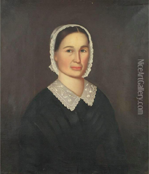 Portrait Of A Woman With A Lace Collar Oil Painting - Horace Bundy