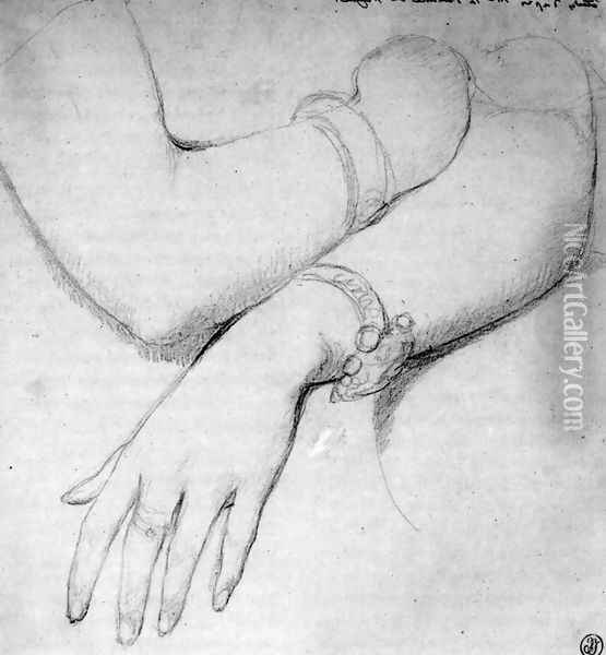 Study for Princesse Albert de Broglie, born Josephine Eleonore Marie Pauline de Galard de Brassac de Bearn Oil Painting - Jean Auguste Dominique Ingres