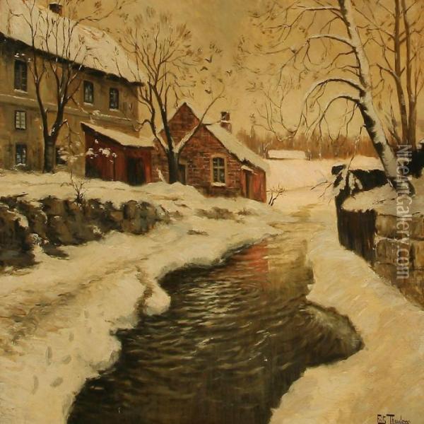 Winter Day At A Stream Oil Painting - Fritz Thaulow