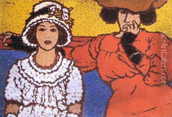 Lazarine and Anella 1911 Oil Painting - Jozsef Rippl-Ronai