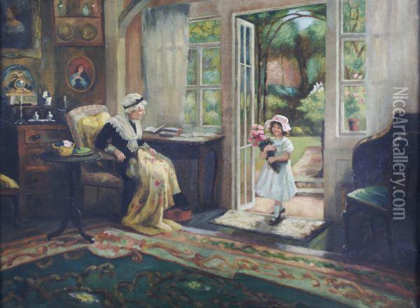 Visiting Grandmother Oil Painting - Georges Sheridan Knowles