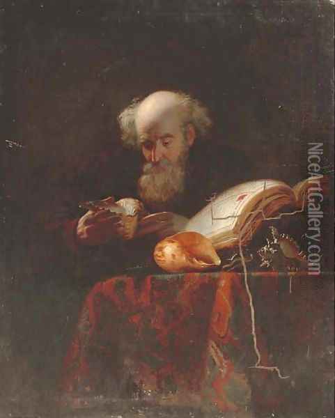 An old man studying shells Oil Painting - Michiel Sweerts