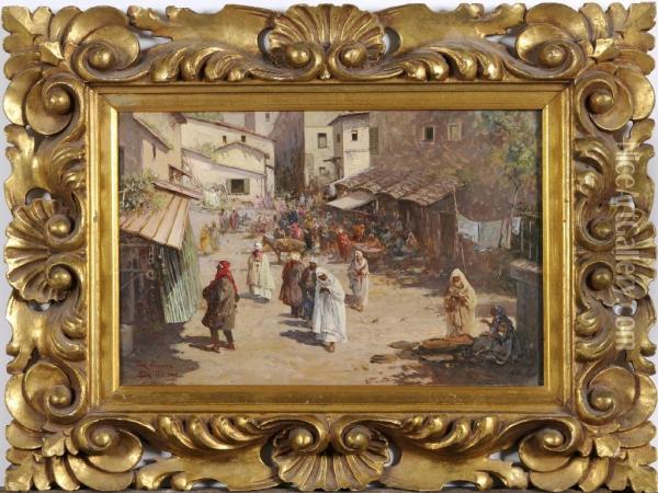 An Oriental Market Scene Oil Painting - Ramon De Rosis