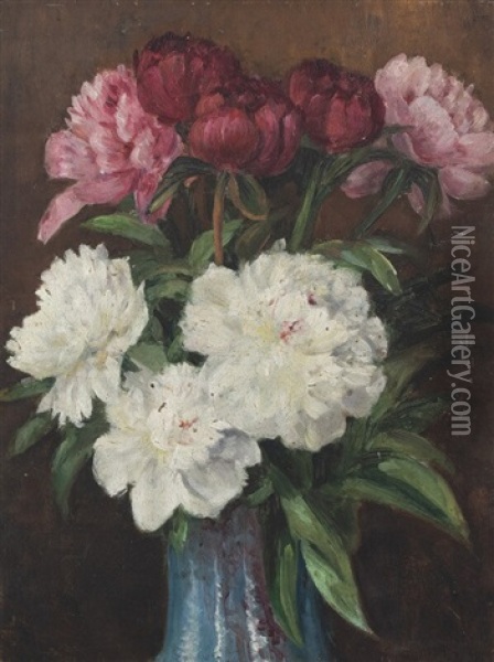 Peonies In A Vase, Paris Oil Painting - Adolf von Becker