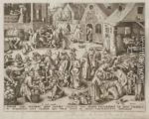 Charitas. Planche De La Suite Des Sept Vertus Oil Painting - Pieter The Elder Brueghel