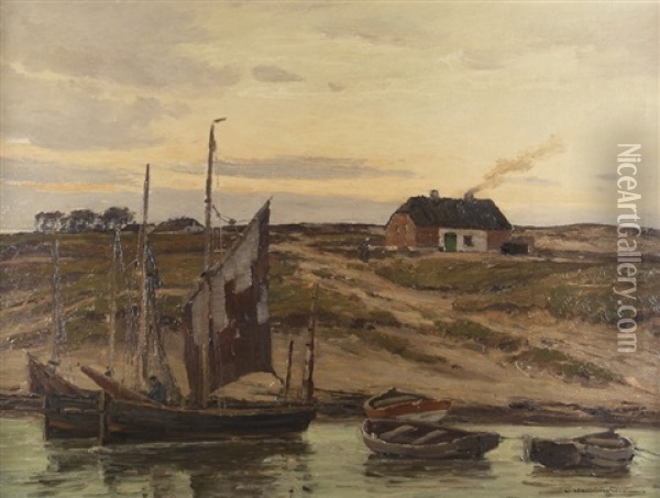 Abend Bei Niewpoort Oil Painting - Wilhelm Hambuechen