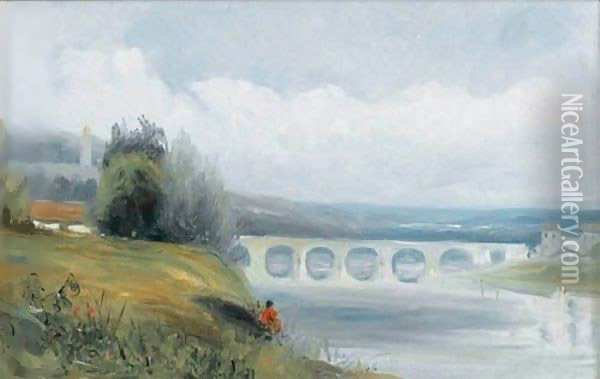 L'Ile Seguin Et Le Pont De Sevres, Pres De Paris Oil Painting - Paul Huet