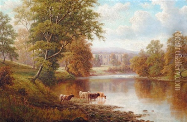 The Wharfe At Bolton Abbey Oil Painting - William Mellor