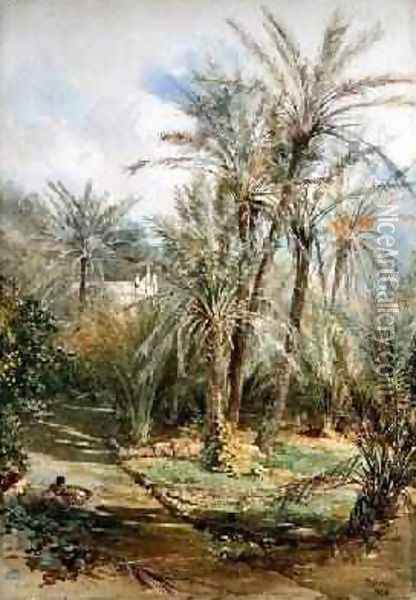 The Palm Garden Bordighera 1878 Oil Painting - Paul Jacob Naftel