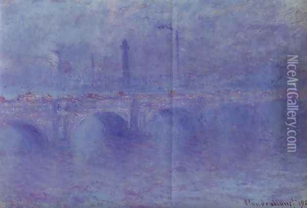 Waterloo Bridge, Fog Effect Oil Painting - Claude Oscar Monet
