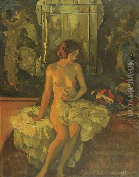 An interior with a nude Oil Painting - Ernst Liebermann