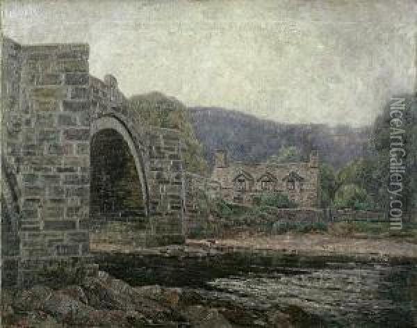 View Of A Stone Bridge Oil Painting - Wilson Henry Irvine