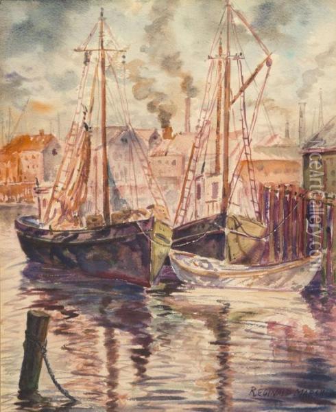 Boats In The Harbor Oil Painting - Reginald Marsh