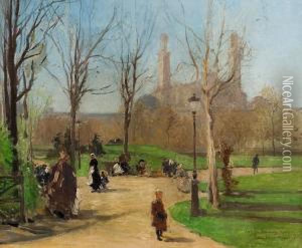 Parc Du Champ De Mars, Paris Oil Painting - Pierre Vauthier