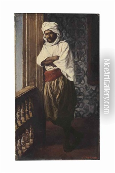 Garde A La Fenetre Oil Painting - Charles (Louis Etienne Ch.) Porion