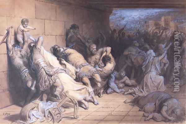 The Martyrdom of the Holy Innocents Oil Painting - Gustave Dore