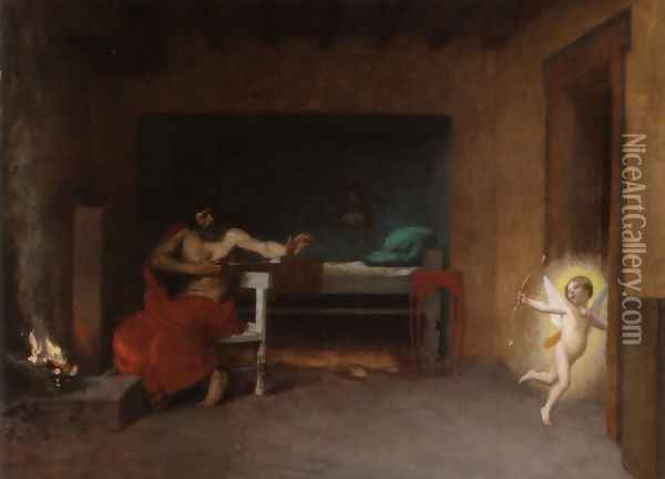 Anacréon 3 (Cupidon s'enfuit) (Anacreon 3 (Cupid takes flight)) Oil Painting - Jean-Leon Gerome