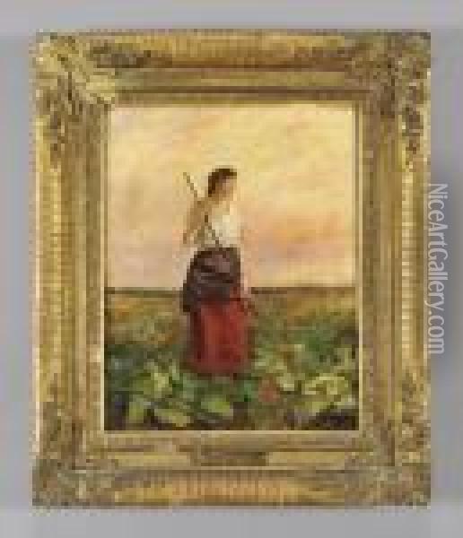 Contadina Tra Icampi Oil Painting - Jean-Baptiste-Camille Corot