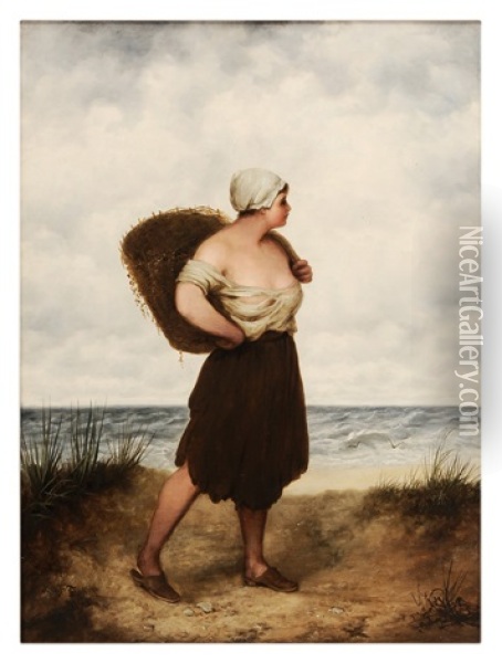 Woman On A Beach Oil Painting - William Charles Anthony Frerichs