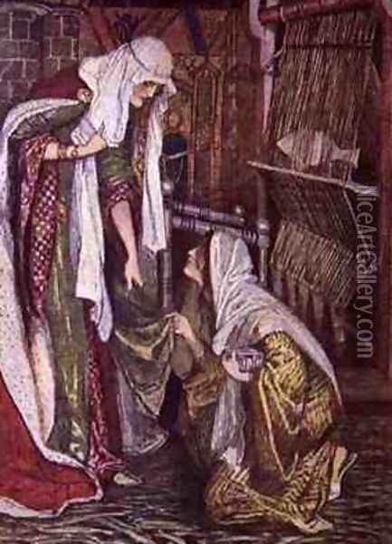To the Surprise of the Lady of Ivanhoe Her Fair Visitant Kneeled On One Knee Oil Painting - Maurice William Greiffenhagen