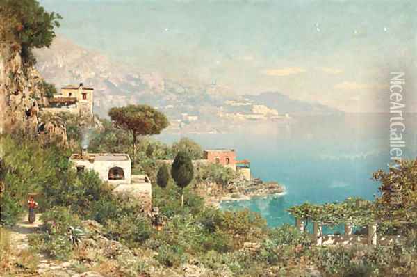 Coast of Amalfi Oil Painting - Edmund Berninger