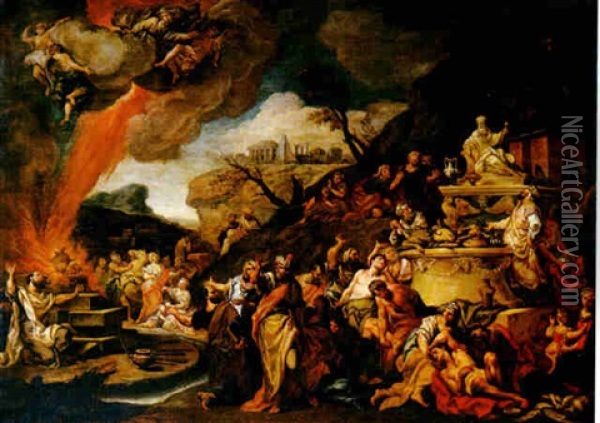 Elias Vence A Los Sacerdotes De Baal Oil Painting - Esteban March