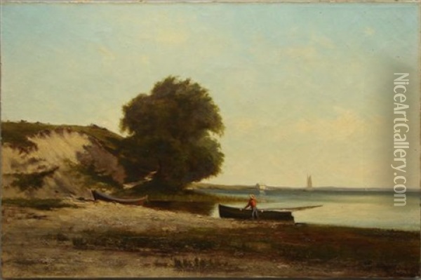 Along The Shore Newbury Port Oil Painting - Hendricks A. Hallett