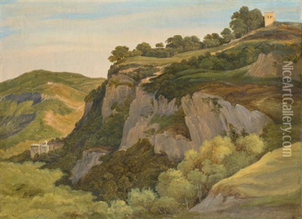 Landschaft Oberhalb Von Subiaco Oil Painting - Heinrich Reinhold