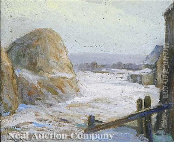 Hay Stacks Oil Painting - Frank W. Loven
