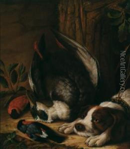 Un Cane Da Caccia Con Il Suo Bottino Oil Painting - Johann Friedrich Von Grooth