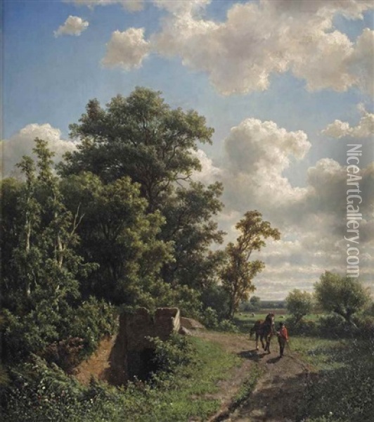 A Horseman On A Forest Path Oil Painting - Adrianus van Everdingen