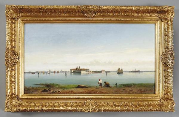 Isola Nella Laguna Di Venezia Oil Painting - Giovanni Lavezzari