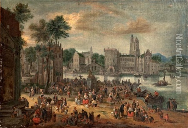 Vues De Paris En Bords De Seine Oil Painting - Pieter Casteels III