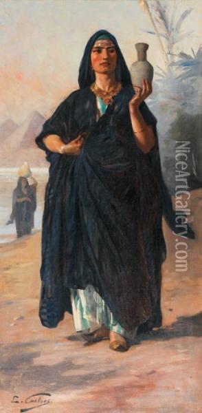 Porteuse D'eau Egyptienne Oil Painting - Edouard Castres