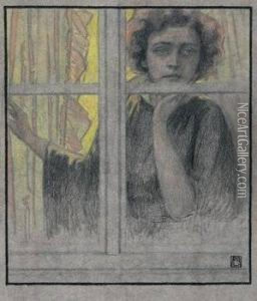 [woman At Window] Oil Painting - Mila Von Luttich