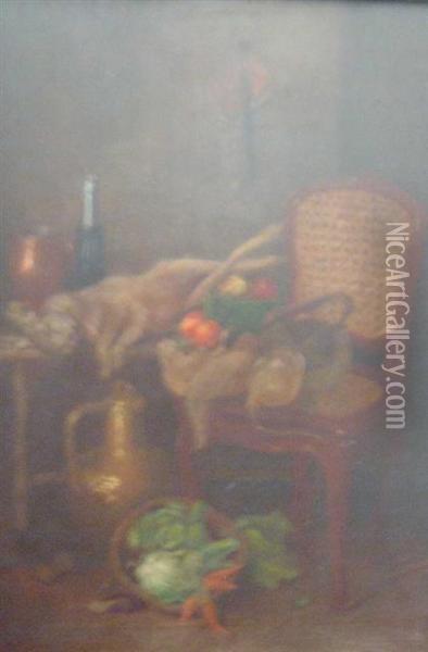 Still Life With Dead Game By A Chair Oil Painting - Camilla Friedlander
